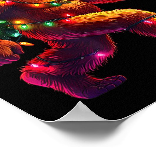 Cool Santa Hat Bigfoot Christmas Lights Festive Ho Poster (Ecke)