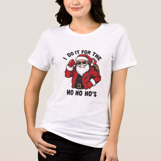 Cool Santa I Do It For The Ho Ho Hos Tri-Blend Shirt (Vorderseite)