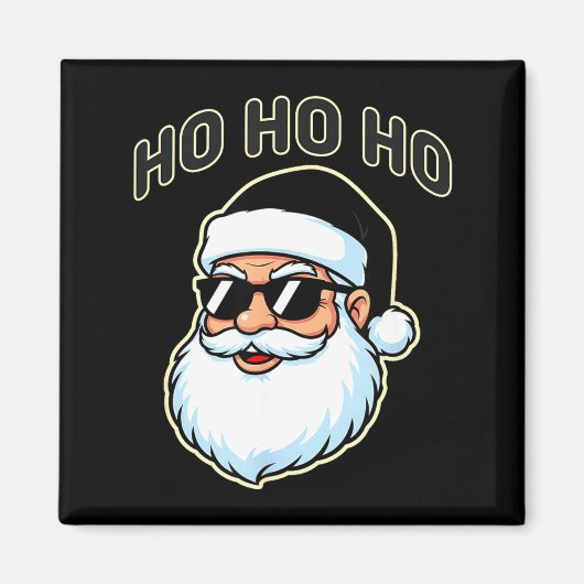 Cool Santa In Black Hat Sungles Graphic 2 Magnet (Vorne)