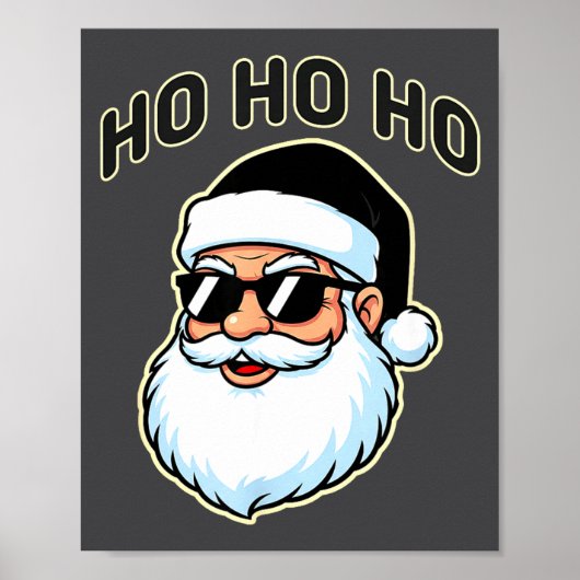 Cool Santa In Black Hat Sungles Graphic 2  Poster (Vorne)