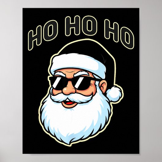 Cool Santa In Black Hat Sungles Graphic 2  Poster (Vorne)