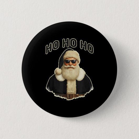Cool Santa In Black Hat Sungles Graphic Button (Vorderseite)