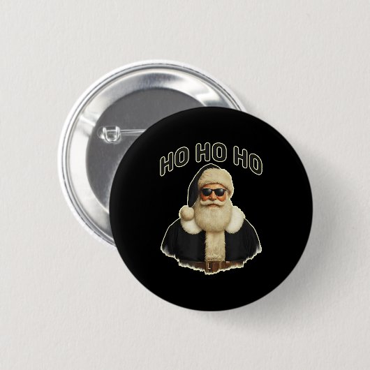 Cool Santa In Black Hat Sungles Graphic Button (Vorne & Hinten)