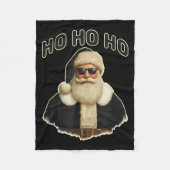 Cool Santa In Black Hat Sungles Graphic  Fleecedecke (Vorderseite)