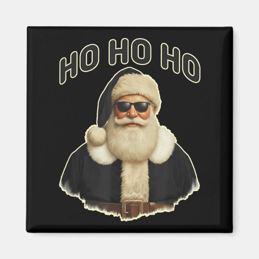 Cool Santa In Black Hat Sungles Graphic  Magnet (Vorne)