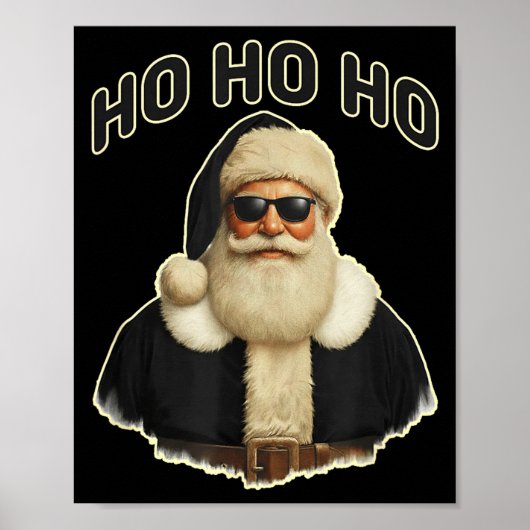Cool Santa In Black Hat Sungles Graphic  Poster (Vorne)