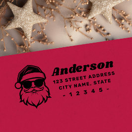 Cool Santa in sunglasses fun retro return address Gummistempel