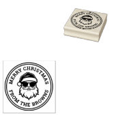 Cool Santa in sunglasses Merry Christmas name Gummistempel (Stempel)