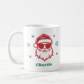 Cool Santa in sunglasses retro stars custom name Kaffeetasse (Links)