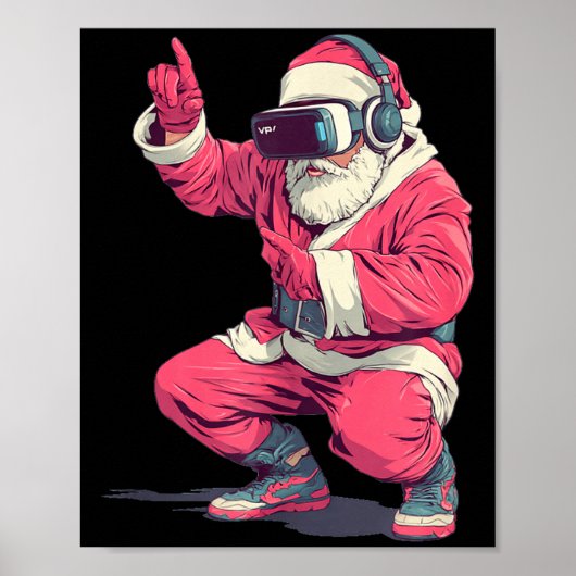 Cool Santa Moves With Vr Headset For Gaming Christ Poster (Vorne)