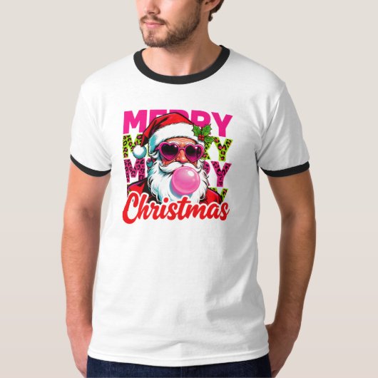 Cool Santa Pink Bubblegum Christmas T-Shirt (Vorderseite)