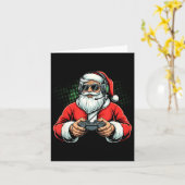 Cool Santa Playing Video Games Christmas Gamer Boy Karte (Gelbe Blume)