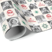 Cool Santa Retro Frohe Weihnachten Foto rot grün Geschenkpapier (Rolleneckpunkt)