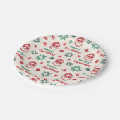 Cool Santa Retro Frohe Weihnachten Party rot grün Pappteller (Schrägansicht)