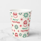 Cool Santa retro Merry Christmas party red green Pappbecher (Rückseite)