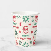 Cool Santa retro Merry Christmas party red green Pappbecher (Links)