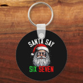 Cool Santa Says Six Seven Funny Christmas 67 Meme Schlüsselanhänger (Vorderseite)