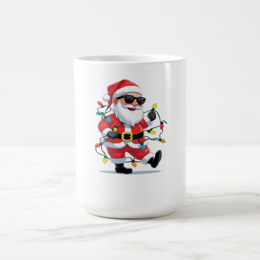 Cool Santa with Christmas Lights – Modern Festive Kaffeetasse (Mittel)