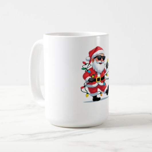 Cool Santa with Christmas Lights – Modern Festive  Kaffeetasse (Vorderseite Links)