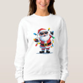 Cool Santa with Christmas Lights – Modern Festive Sweatshirt (Vorderseite)