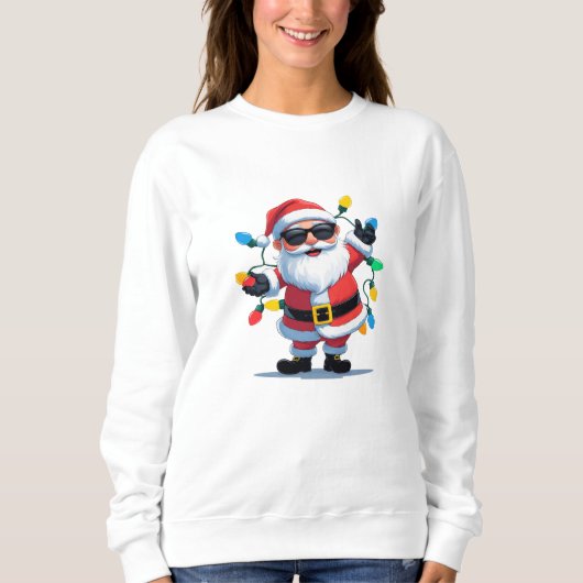 Cool Santa with Christmas Lights – Modern Festive Sweatshirt (Vorderseite)