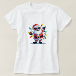 Cool Santa with Christmas Lights – Modern Festive  T-Shirt