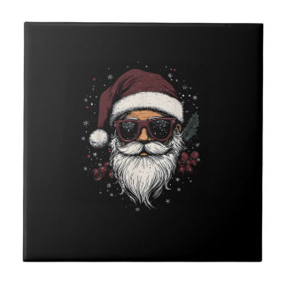 Cool Santa with Sunglasses Christmas Fliese