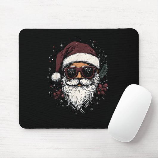 Cool Santa with Sunglasses Christmas Mousepad (Mit Mouse)