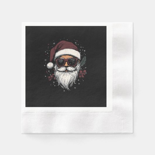 Cool Santa with Sunglasses Christmas Serviette (Vorderseite)