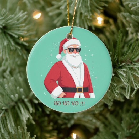 Cool Santa with Sunglasses Ho Ho Ho Christmas Keramik Ornament (Baum)