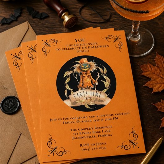 Cool Scarecrow Halloween-Party Einladung