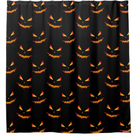 Cool scary Jack O'Lantern face Halloween pattern Duschvorhang (Vorderseite)