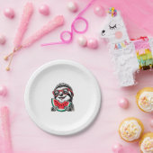 Cool Schlummertrinker isst Wassermelone Pappteller (Party)