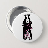 Cool Schwarz & Rosa BAT - Halloween - Goth - Natur Button (Vorne & Hinten)