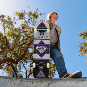 Cool Schwarz und Silber Power Diamant Skateboard