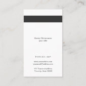 Cool Schwarz und Weiß gestreift Modernes Vertikale Visitenkarte (Rückseite)