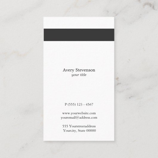 Cool Schwarz und Weiß gestreift Modernes Vertikale Visitenkarte (Rückseite)