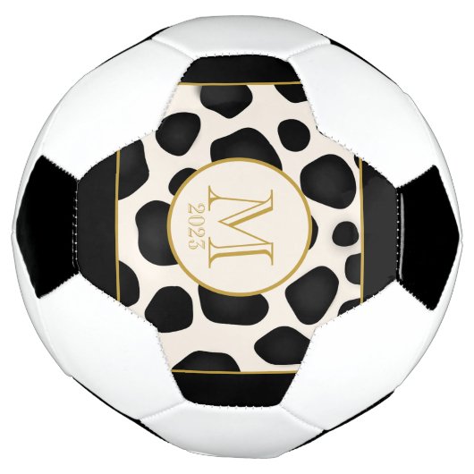 Cool Schwarz & Weiß & Gold 2023 Monogramm Fußball (Gedreht)
