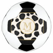 Cool Schwarz & Weiß & Gold 2023 Monogramm Fußball (Vorderseite)