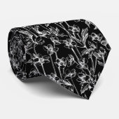 Cool Schwarz-Weiß-Minimalistische Blumen Krawatte (Gerollt)