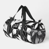 Cool Schwarz-Weiß-Muster-Monogramm Duffle Bag (Rechte Ecke)