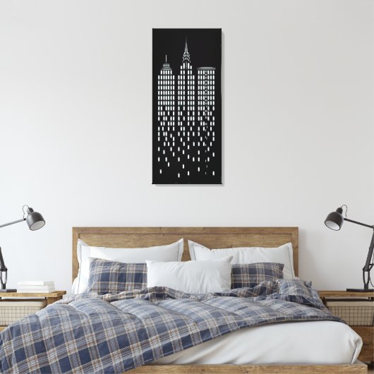 Cool Schwarz & Weiß New York City Skycraper Leinwanddruck (Insitu (Schlafzimmer))