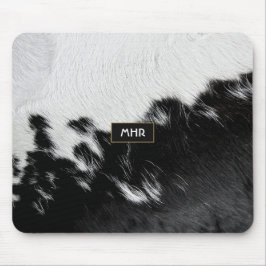 Cool Schwarzweiß-Monogramm-Cowhid Mousepad
