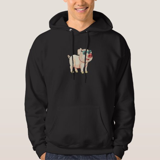 Cool Schwein mit Sonnenbrille Hoodie (Vorderseite)