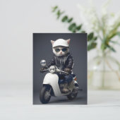 Cool Scooter Kitty gratuliert Postkarte (Stehend Vorderseite)