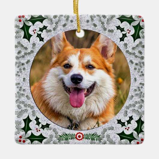 Cool Scotland Sutherland Tartan Pet Foto Xmas Keramikornament (Vorderseite)