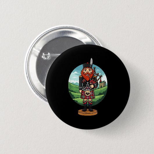 Cool Scottish Nutcracker Bagpes  Button (Vorne & Hinten)