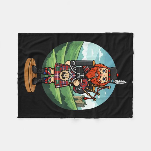 Cool Scottish Nutcracker Bagpes  Fleecedecke (Vorderseite (Horizontal))