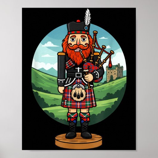 Cool Scottish Nutcracker Bagpes Poster (Vorne)