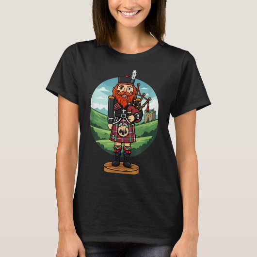 Cool Scottish Nutcracker Bagpes T-Shirt (Vorderseite)